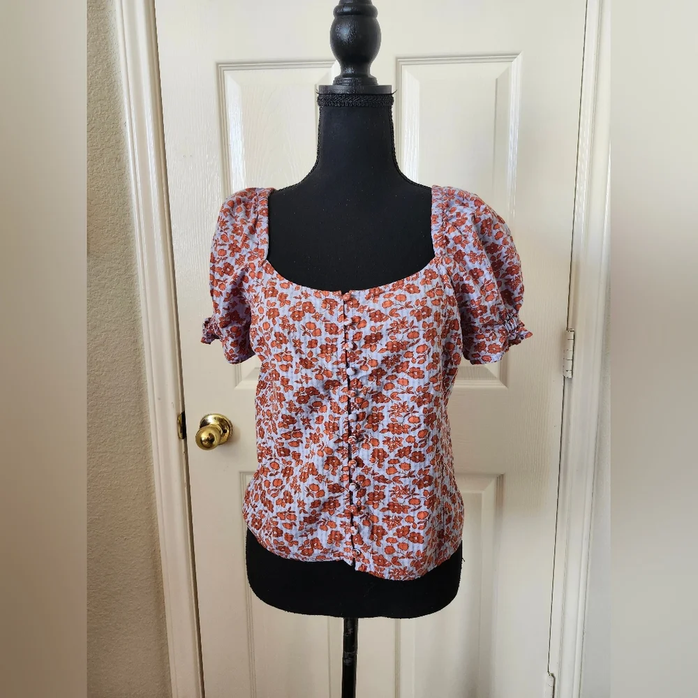 Madewell Floral Puff Sleeve Top 0